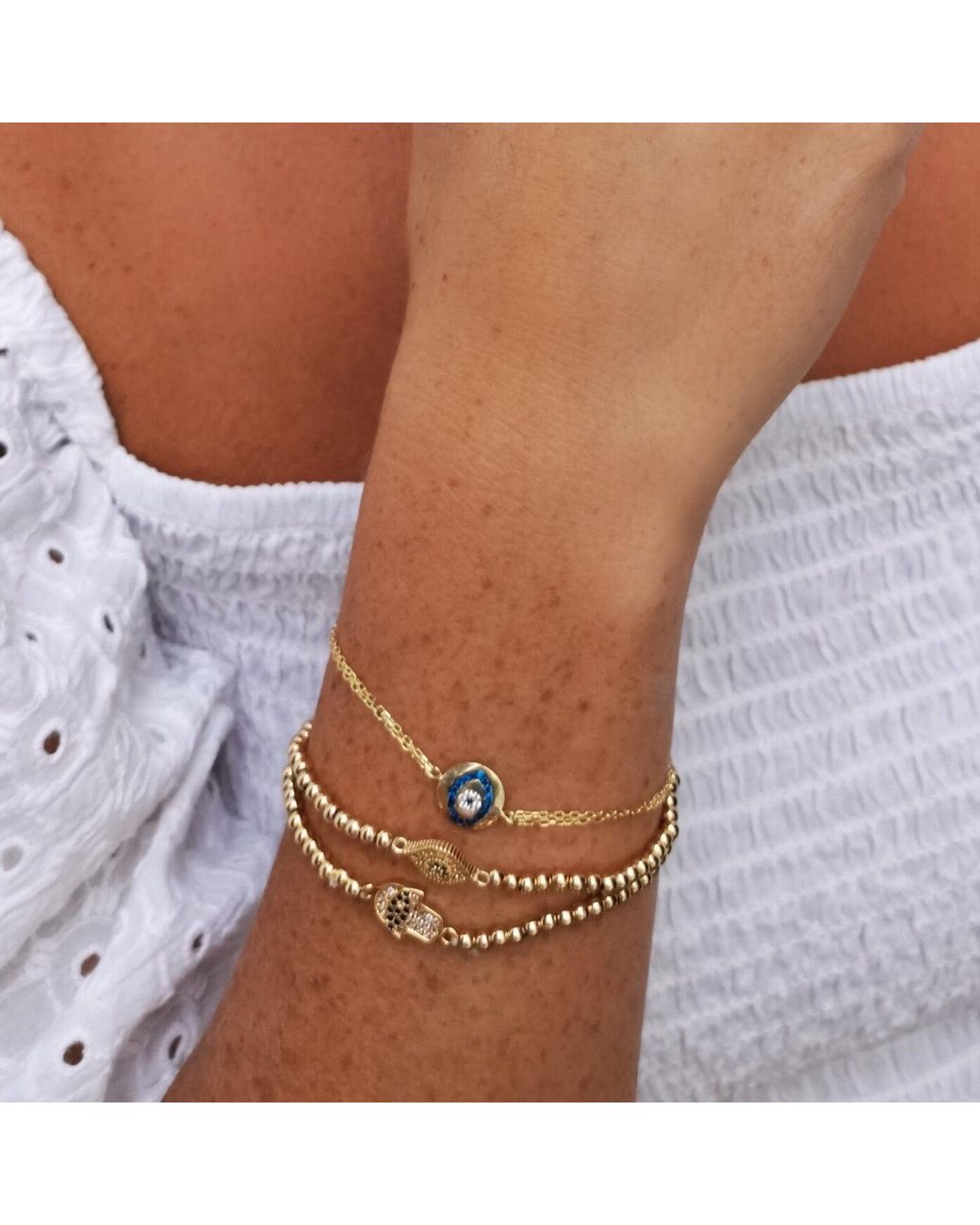 Crystals and Co Metallic Protection Bead Bracelet Set