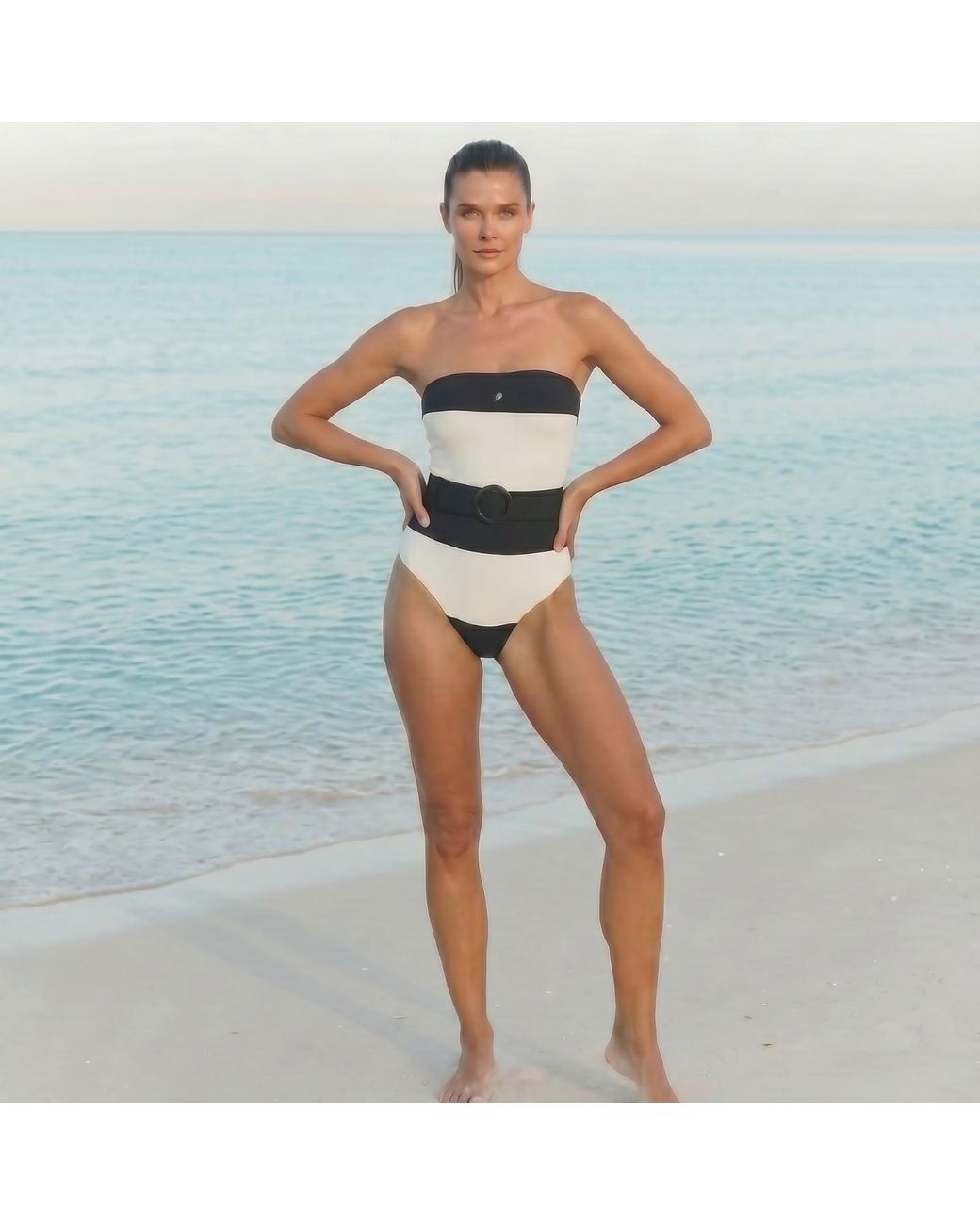 Sea_Washed Black Andie Swimsuit, Reversible Stripe