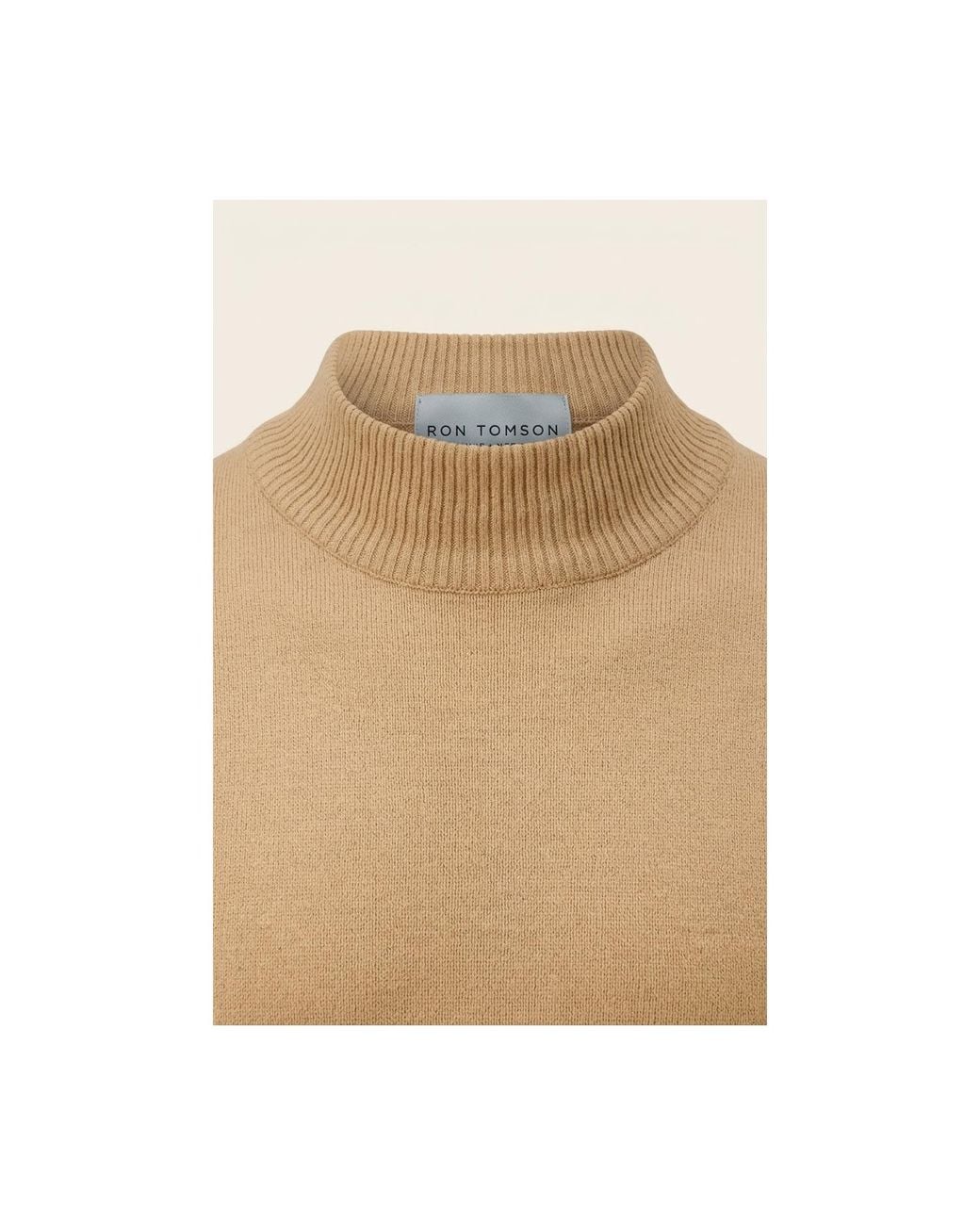 Ron Tomson Natural Neutrals Mock Neck Relaxed Sweater for men