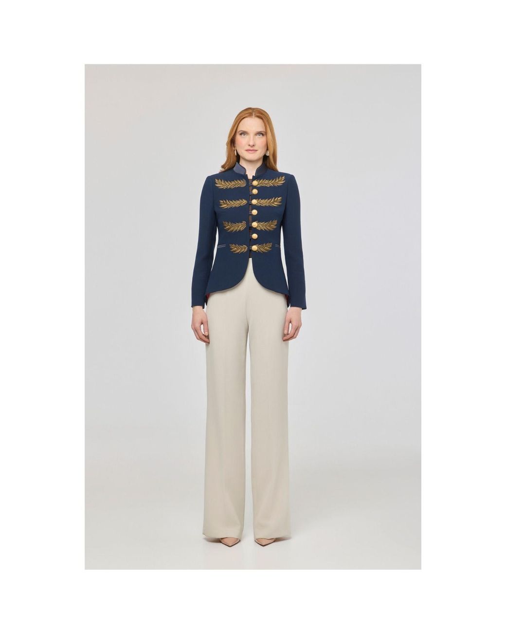 The Extreme Collection Blue Embroidered Blazer Renata Love