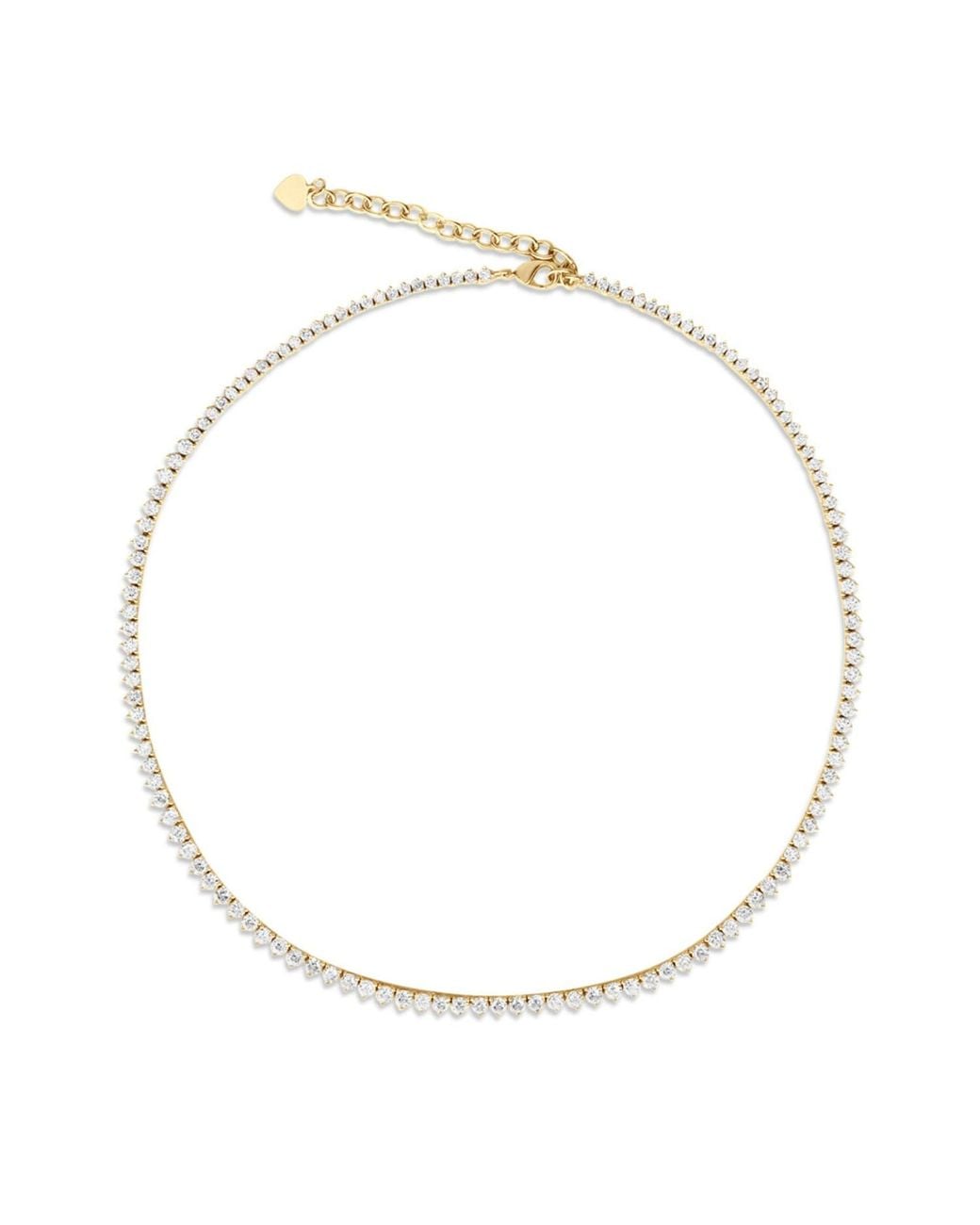 SHYMI Metallic Graduated Three Prong Tennis Necklace