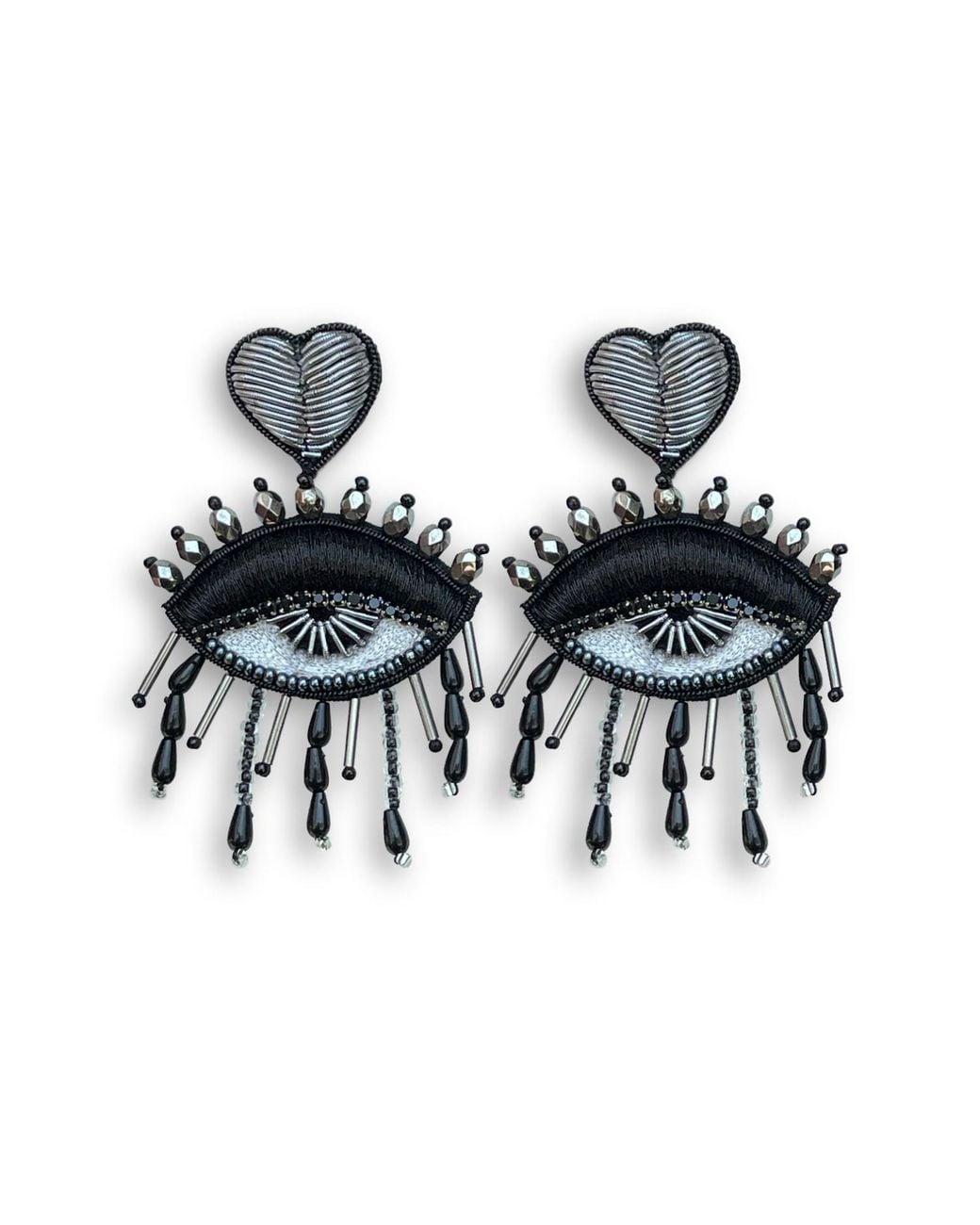 VETKA Black Dangle Eye Earrings- Shadowed Passion