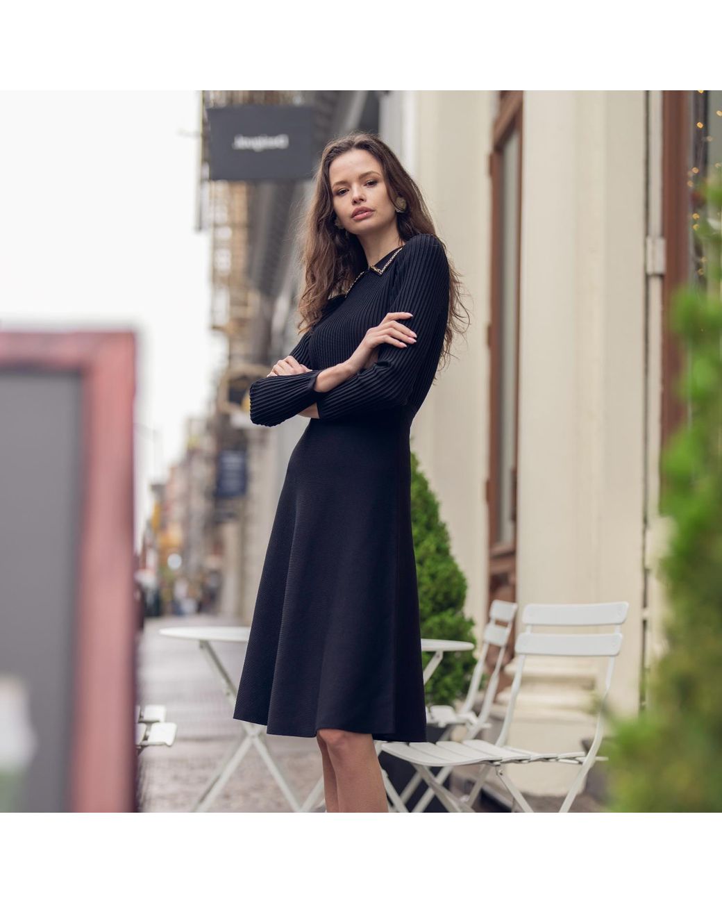 Roch Perel Black Chain Collar Dress