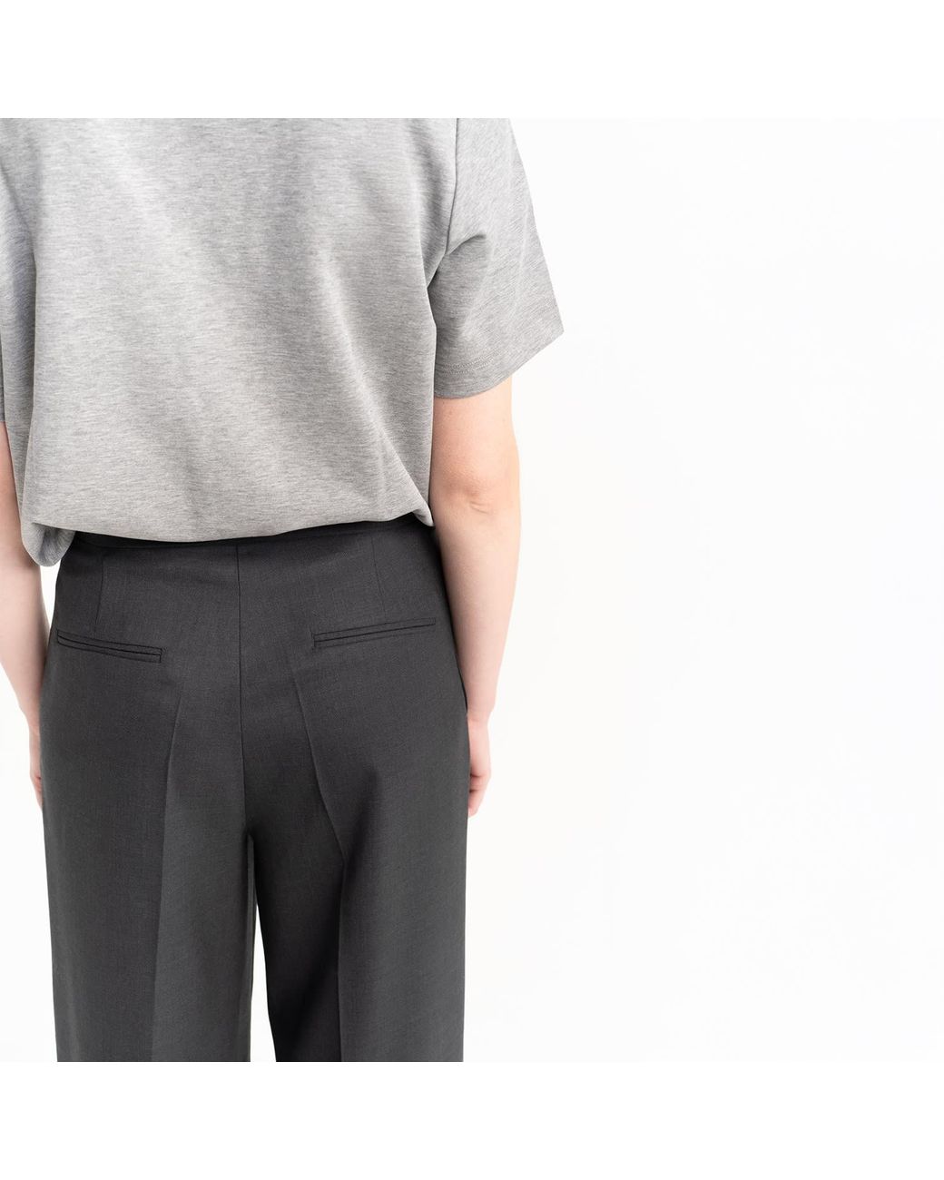 Laelen Gray Drawstring Wool Tailored Trouser