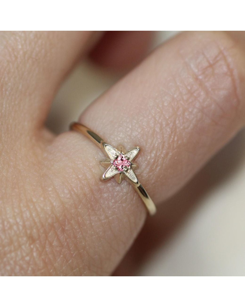 VicStoneNYC Fine Jewelry Natural 14K North Star October Birthstone Tourmaline Solid Ring