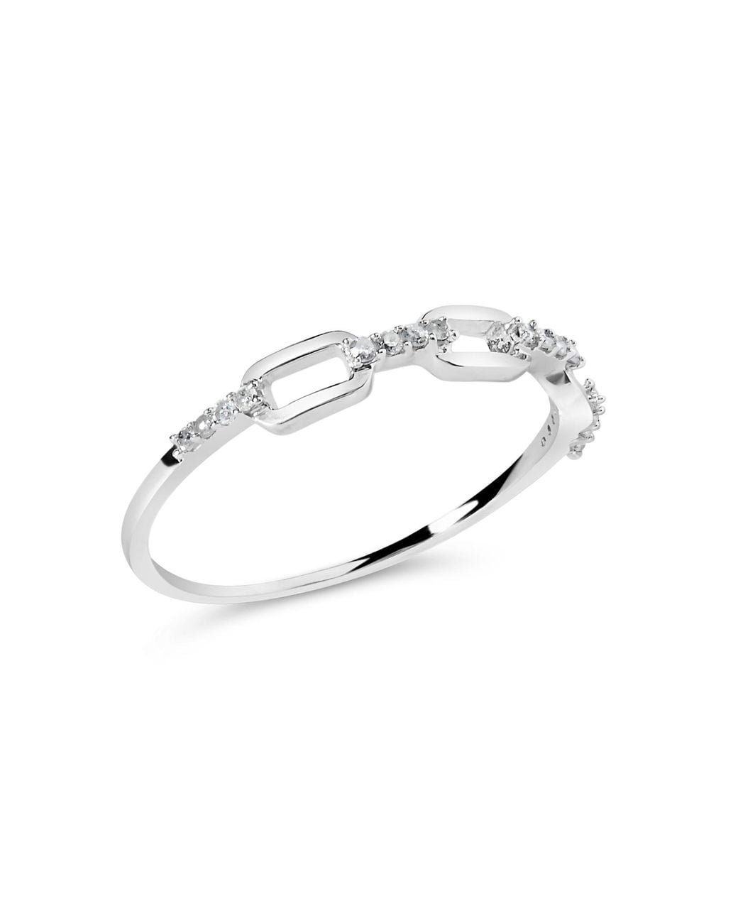Haus of Brilliance White 925 Sterling Diamond Accent Paperclip Band Ring