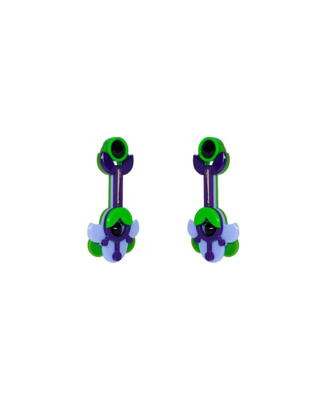 Gissa Bicalho Green Handmade Acrylic Earring Petunia