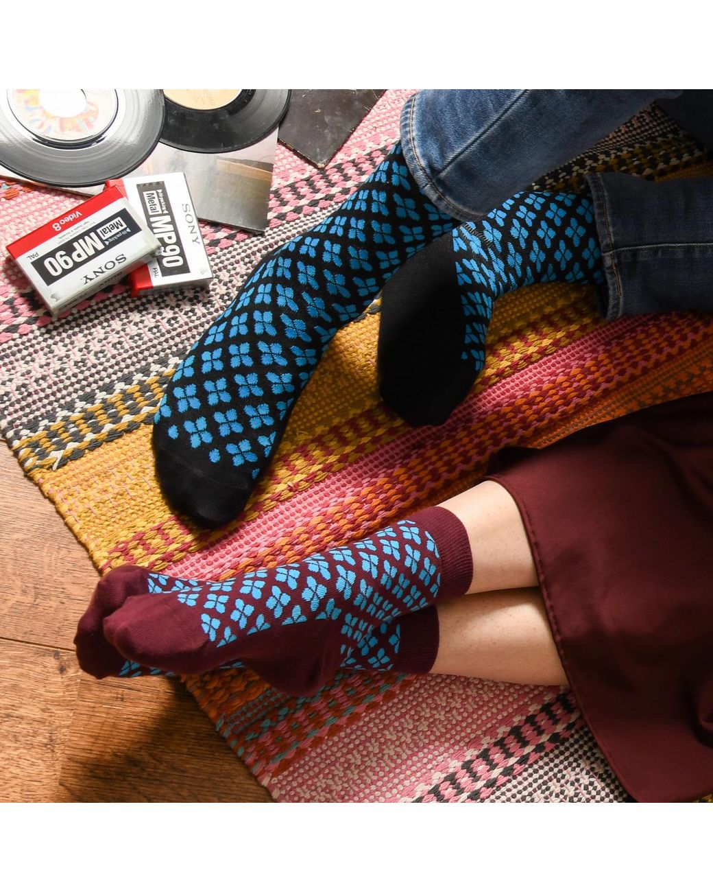 Peper Harow - Made in England Blue Clover Socks for men