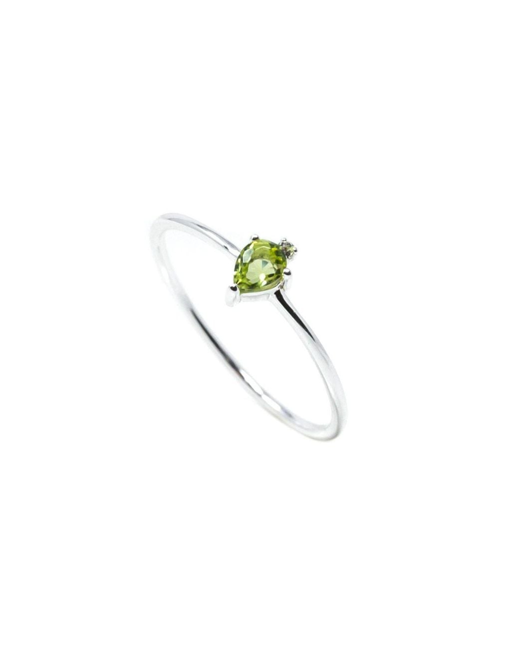 NASI SILVER Green Pear Atarah Ring- Peridot & Topaz
