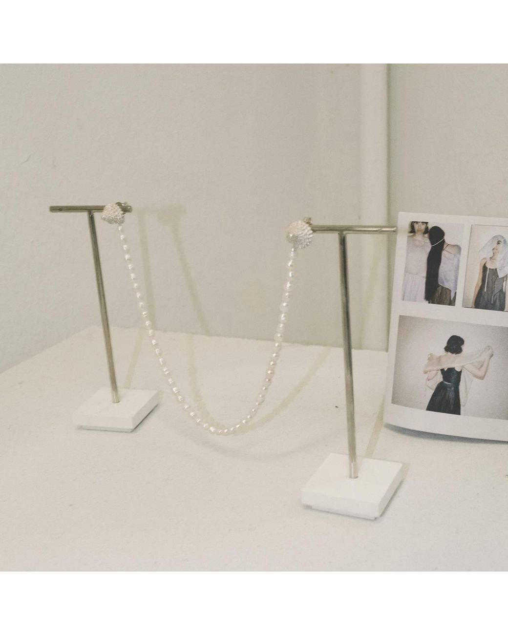 Raxada Metallic Cord Pearl Earrings