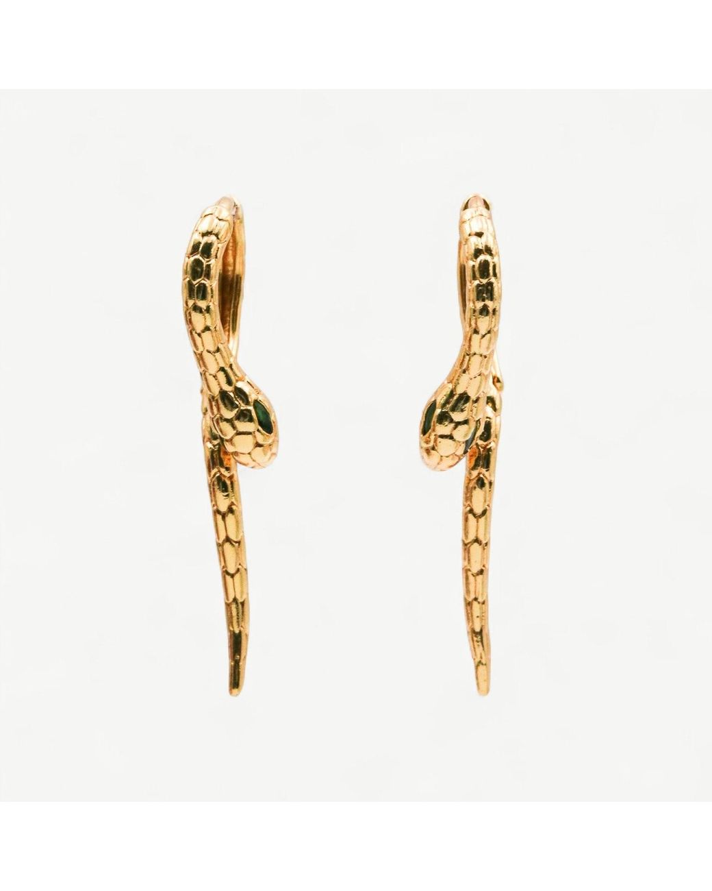 Miss Cecilia Metallic Snake Hoop Earrings