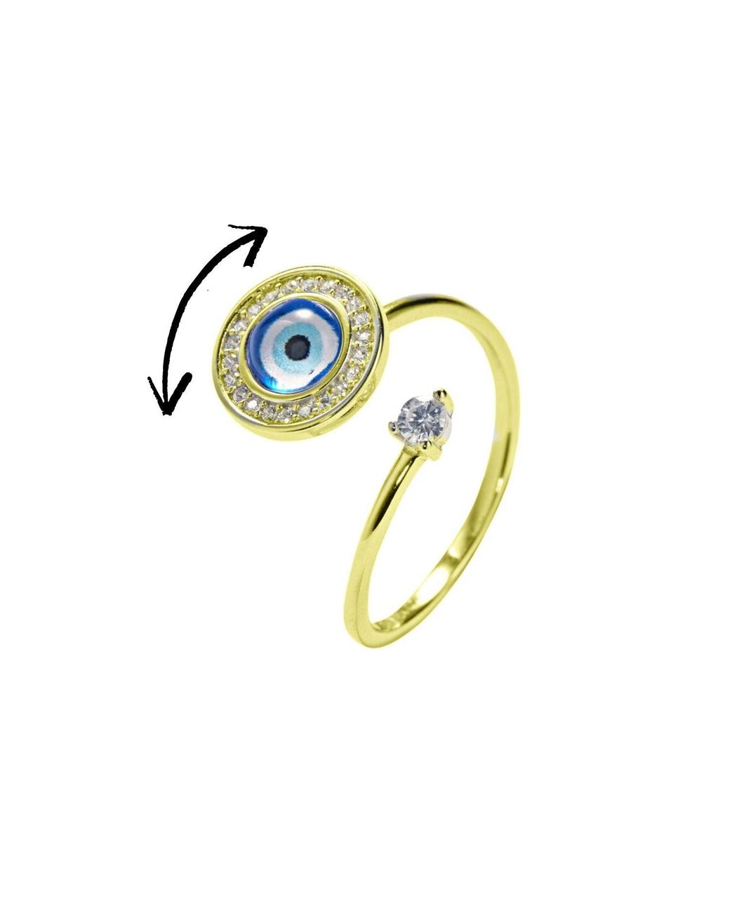 Sophelia Blue Evil Eye Fidget Spinner Friendship Plated Ring