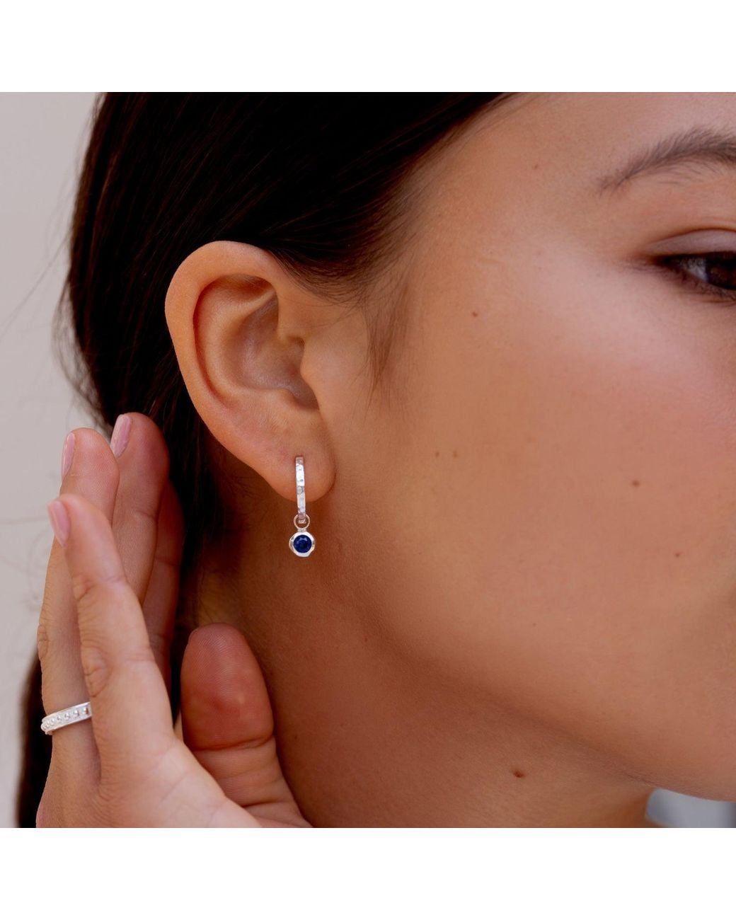 Dower & Hall Metallic Sapphire Hammered Huggie Hoops