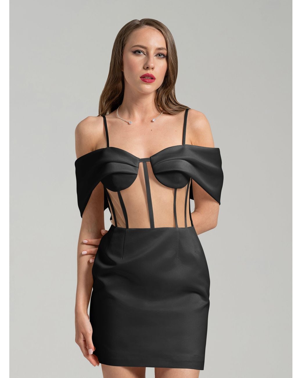 Tia Dorraine Black Belle Of The Ball Satin Mini Dress