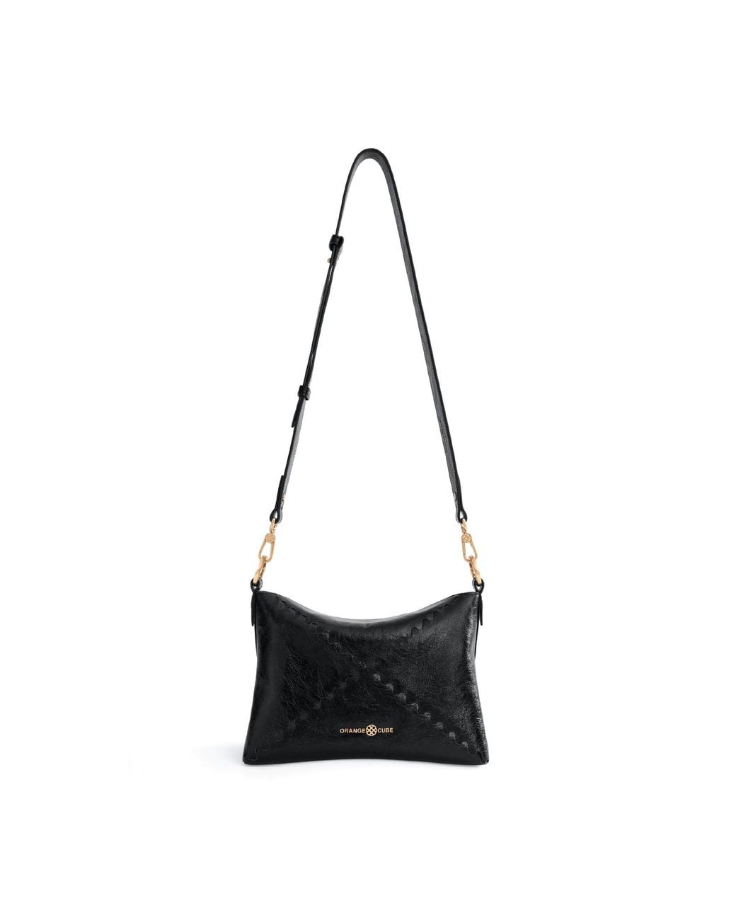 Orange Cube Black Mosaic Baguette Shoulder Bag