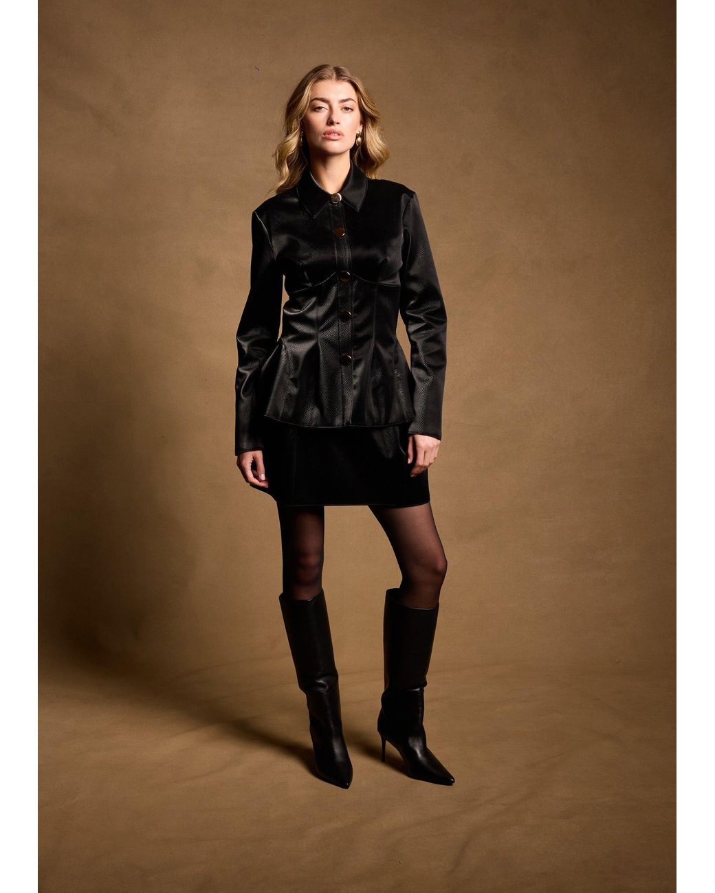 Zetaye Black Kadence Faux Leather Mini Skirt
