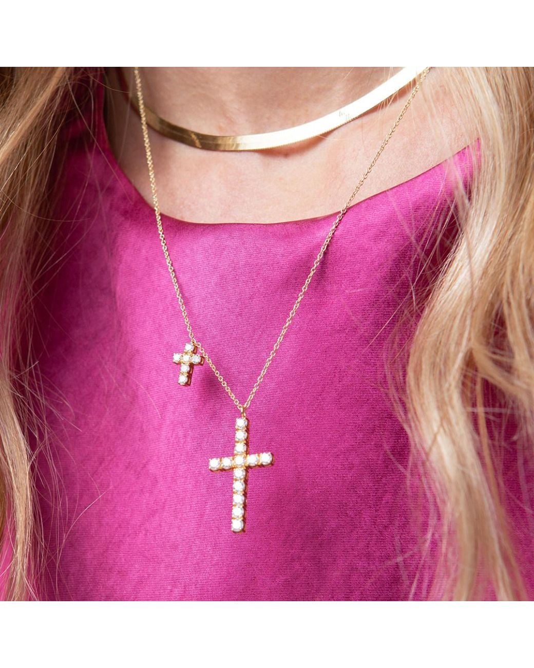 Argento Vivo Metallic The Cz Double Cross Pendant