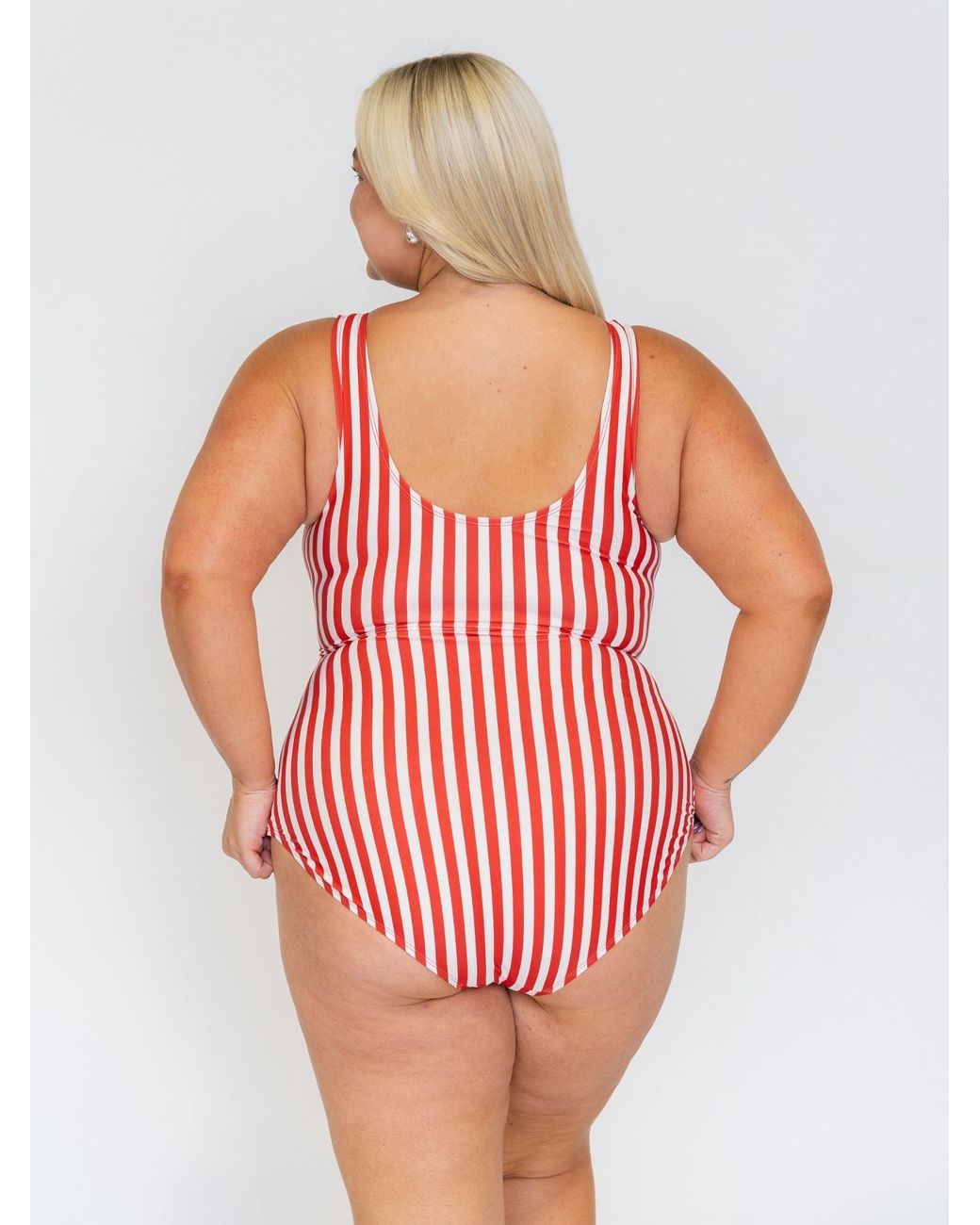 Lime Ricki Swimwear Red Stripe Knotted One-Piece