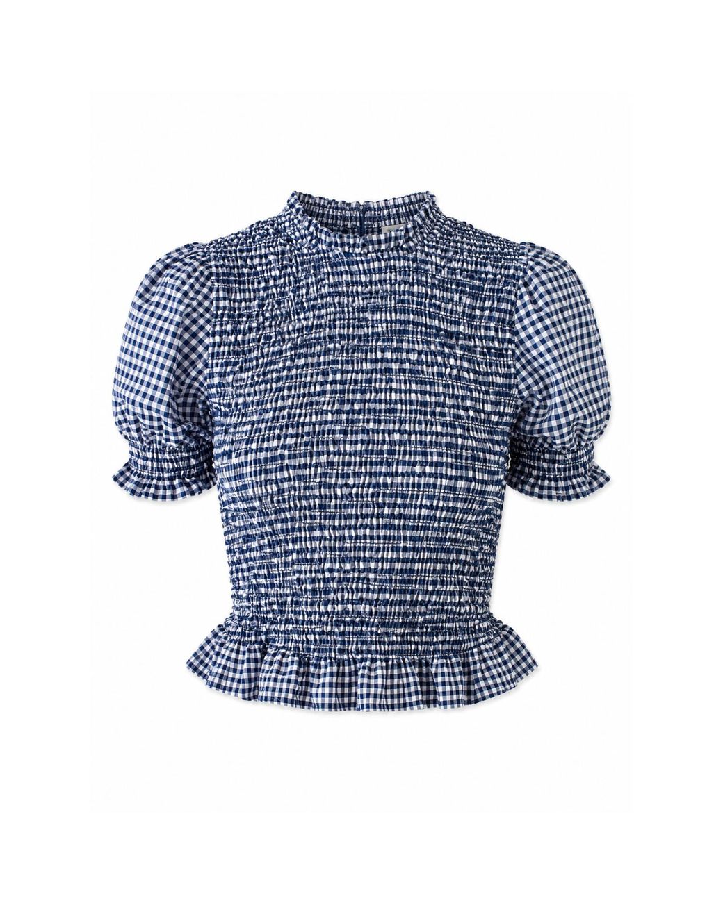 Mind Traveler Blue Gingham Smocked Lea Crop Top