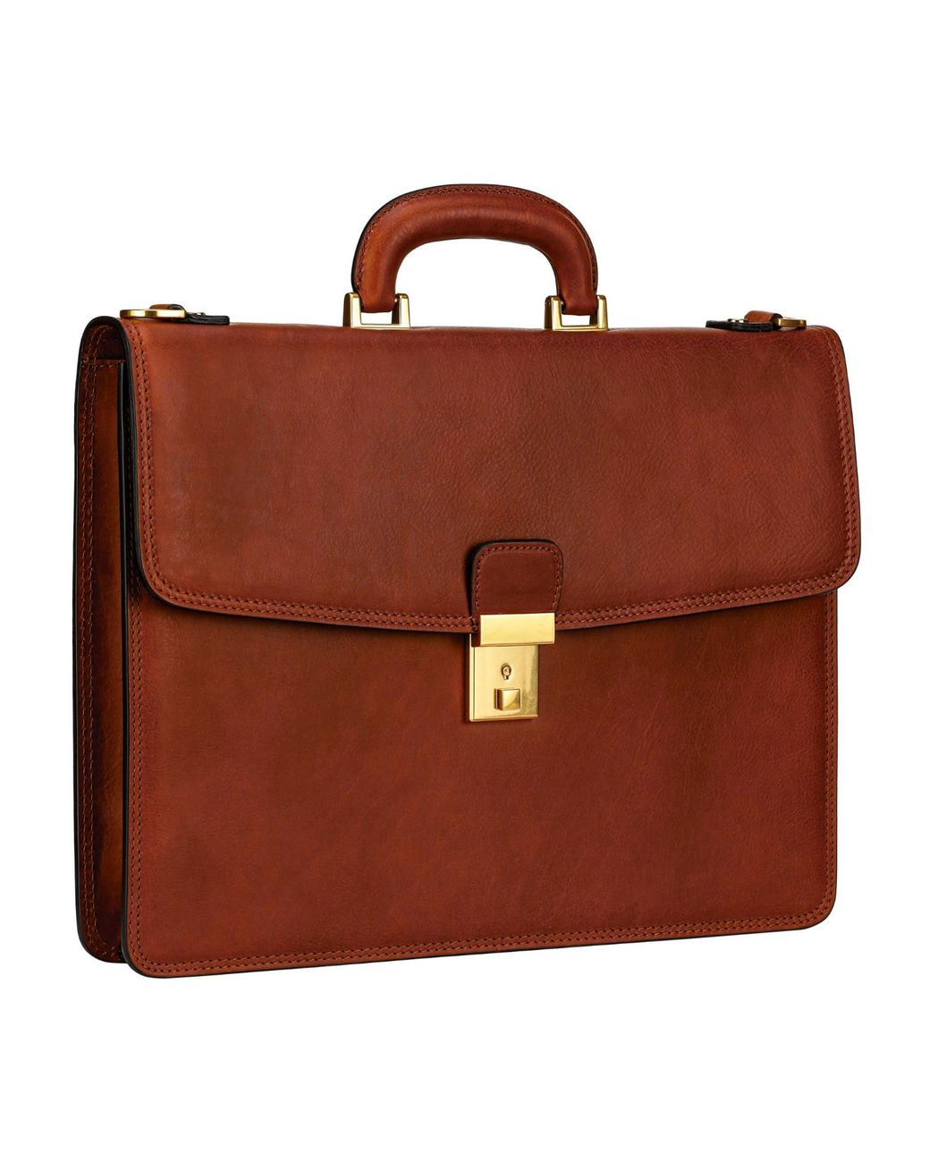 Time Resistance Brown Leather Briefcase for men