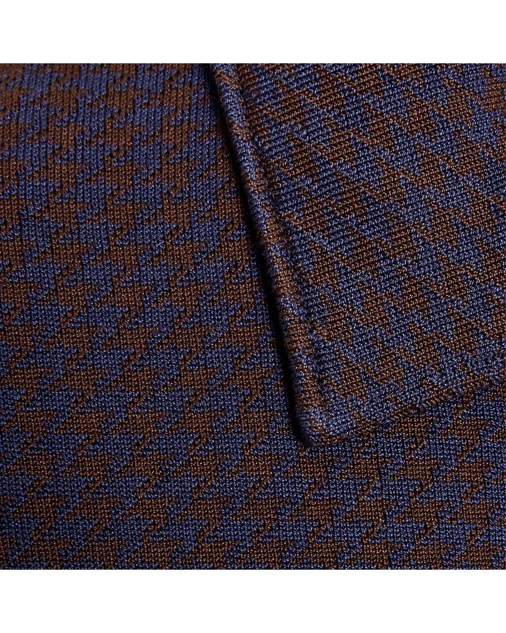 SEREN LONDON Blue Houndstooth Knitted Jacket for men