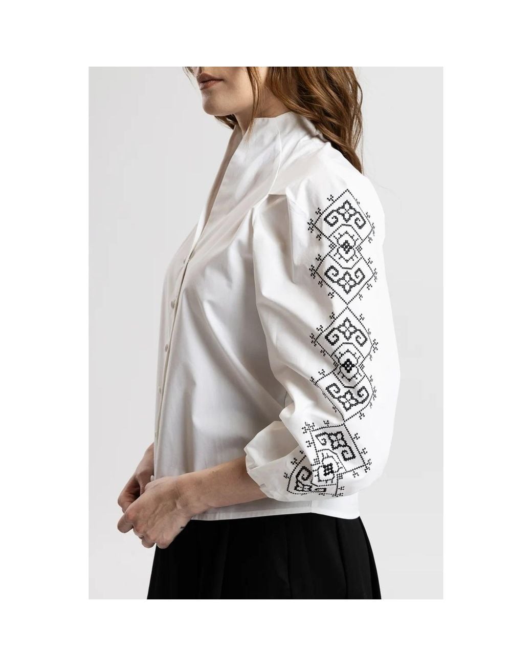 IZABELA MANDOIU White Embroidered Tunic Shirt