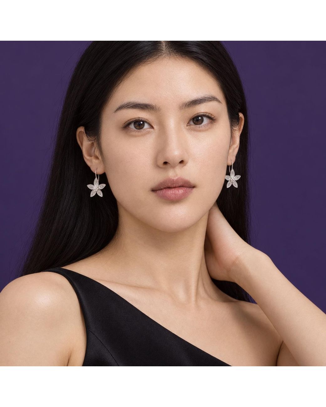 Yieon Metallic Lilac Fine Filigree Drop Earrings