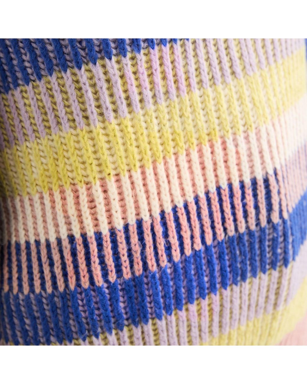 Cara & The Sky Blue Tasha Oversized Balloon Sleeve Stripe Roll Neck Jumper