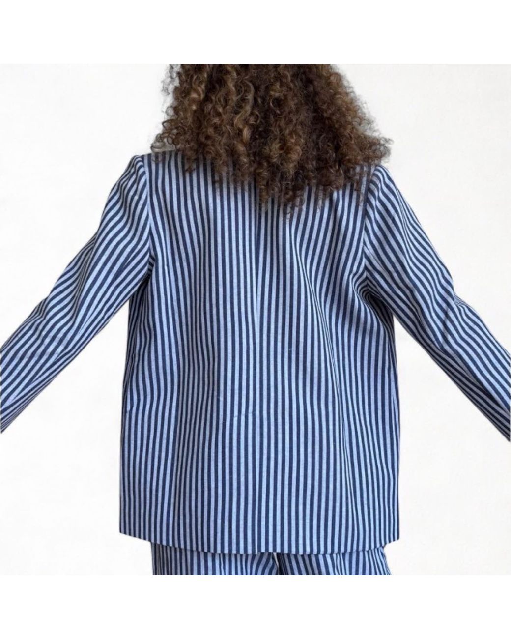London Atelier Byproduct Blue Striped Tailored Blazer
