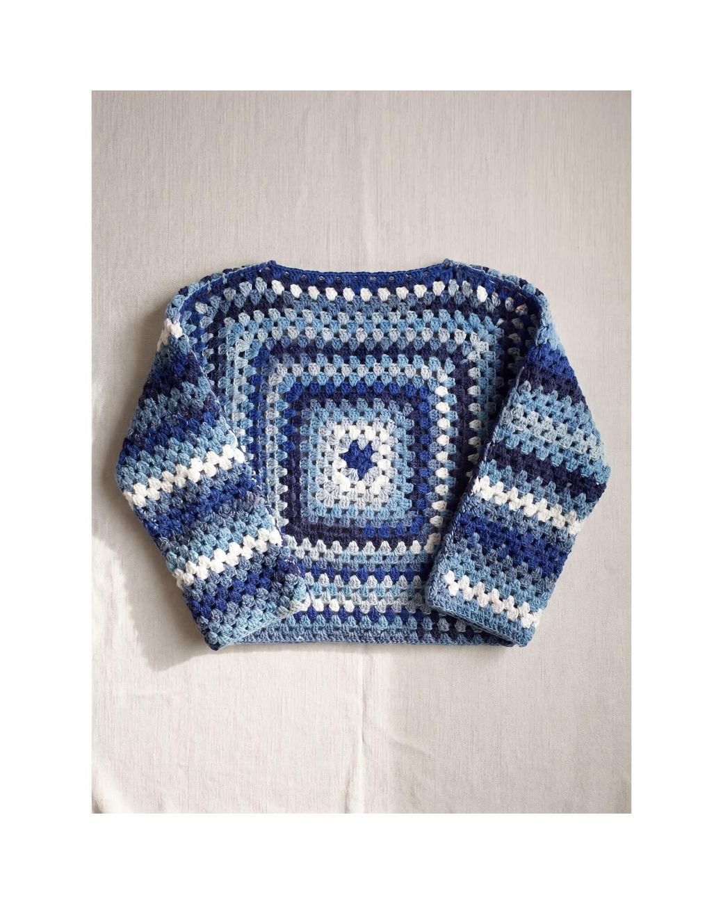 Ana Chic Blue Star Square Handmade Crochet Jumper