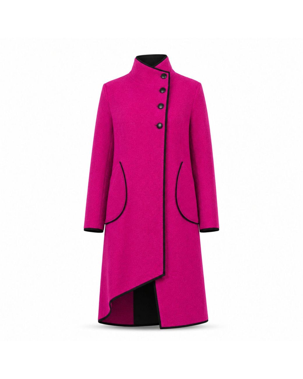Nikka Place Pink Boiled Wool Buttoned Cardigan With Big Pockets