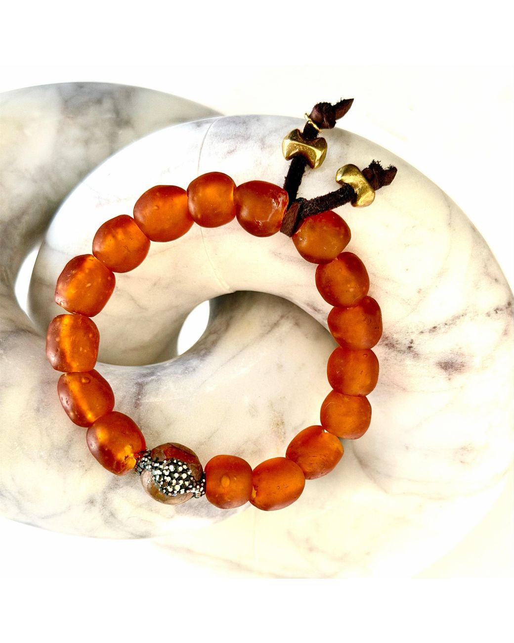 Persia Dona Jewelry Orange Amber Glass Bracelet