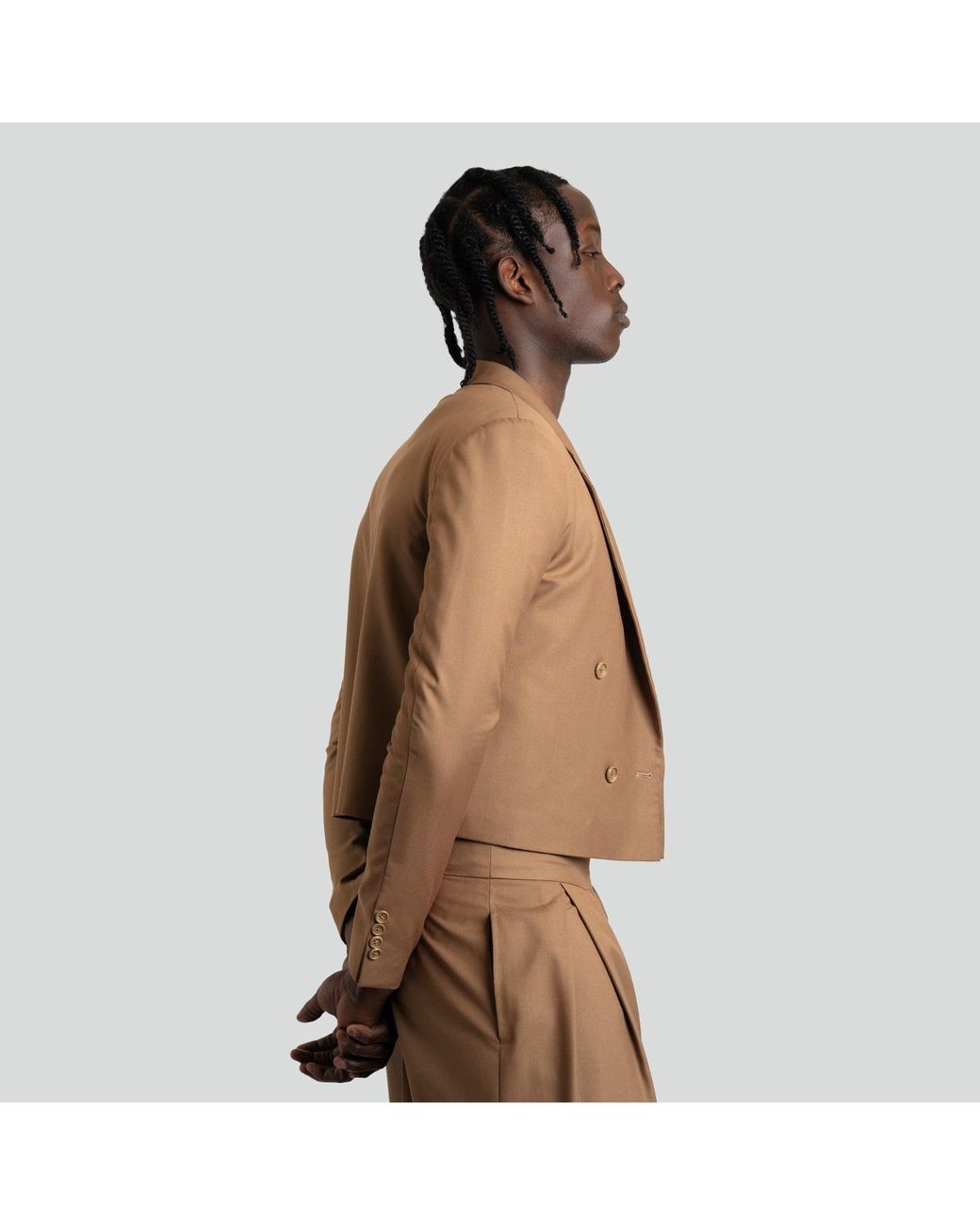 Maui X Lolita Brown Bastien Tan Cropped Blazer for men