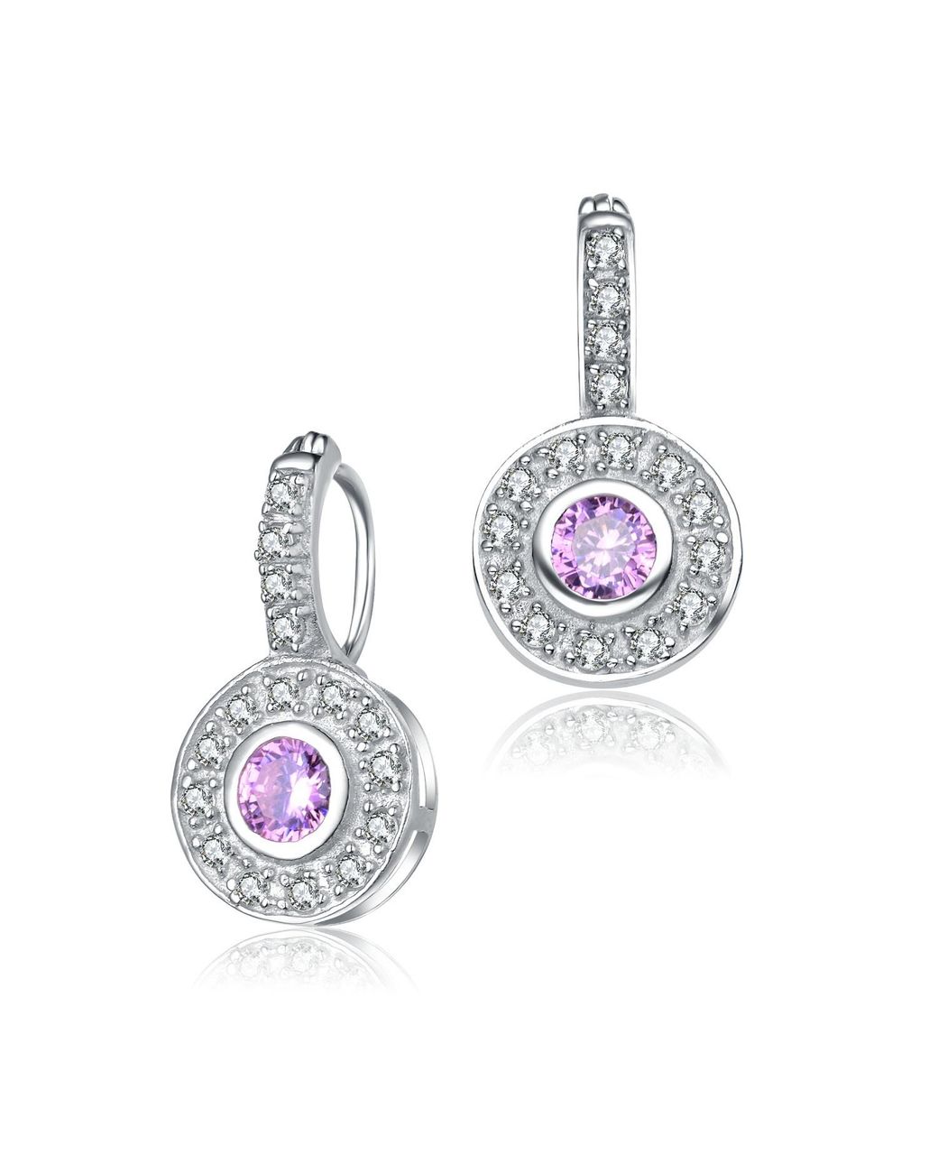 Genevive Jewelry Metallic Rachel Glauber Plated Round Dangle Earrings With Cubic Zirconia