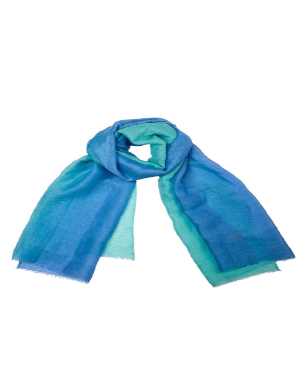 Saachi Blue Linen Ombré Aqua Scarf