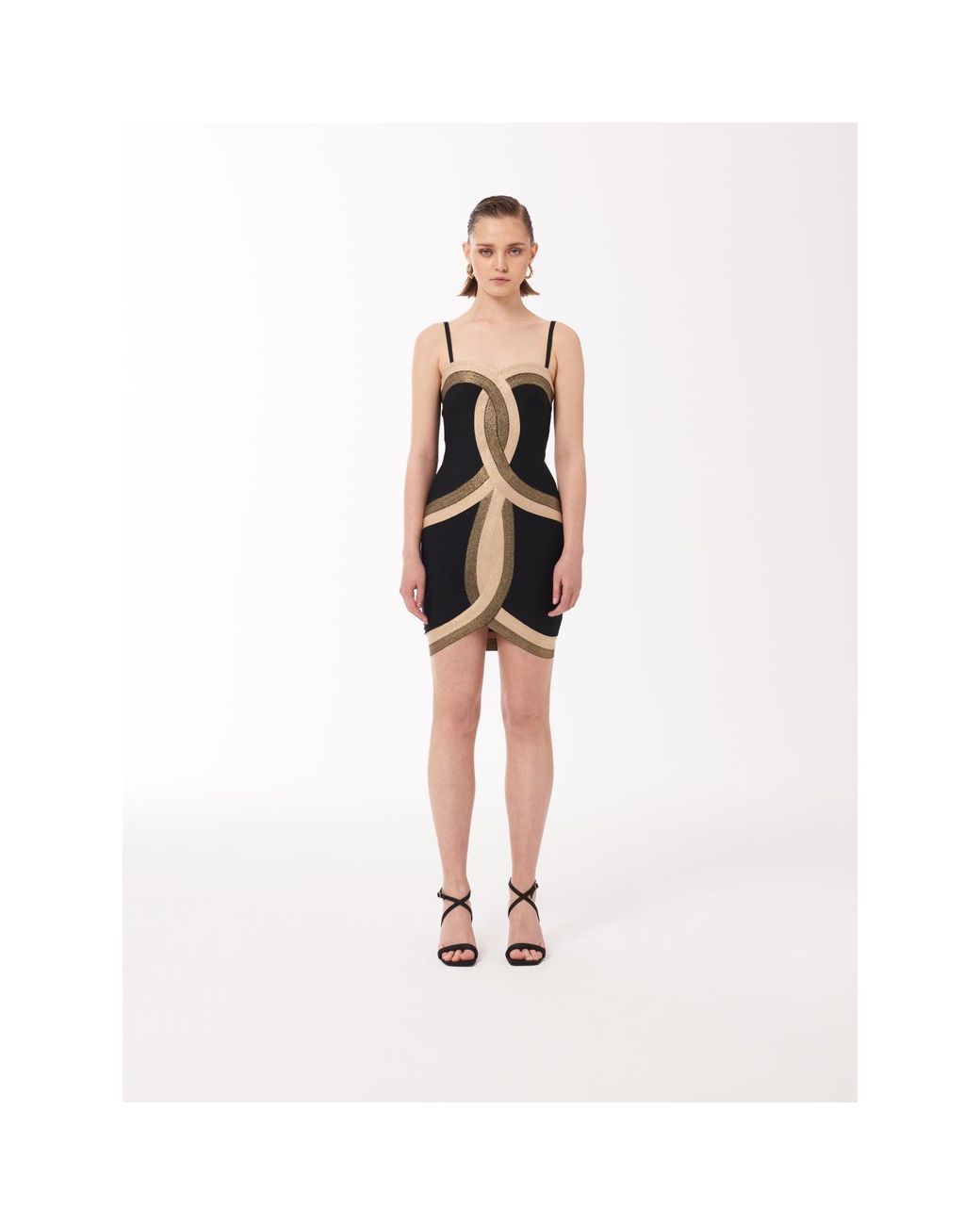 Sour Figs Black Contrast Panel Bandage Mini Dress