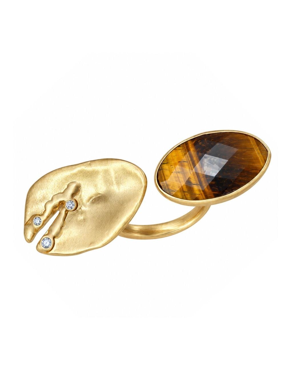 Rare Matters Jewelry Metallic Faceted Tiger's Eye Statement Ring-Plated Open Band Ring