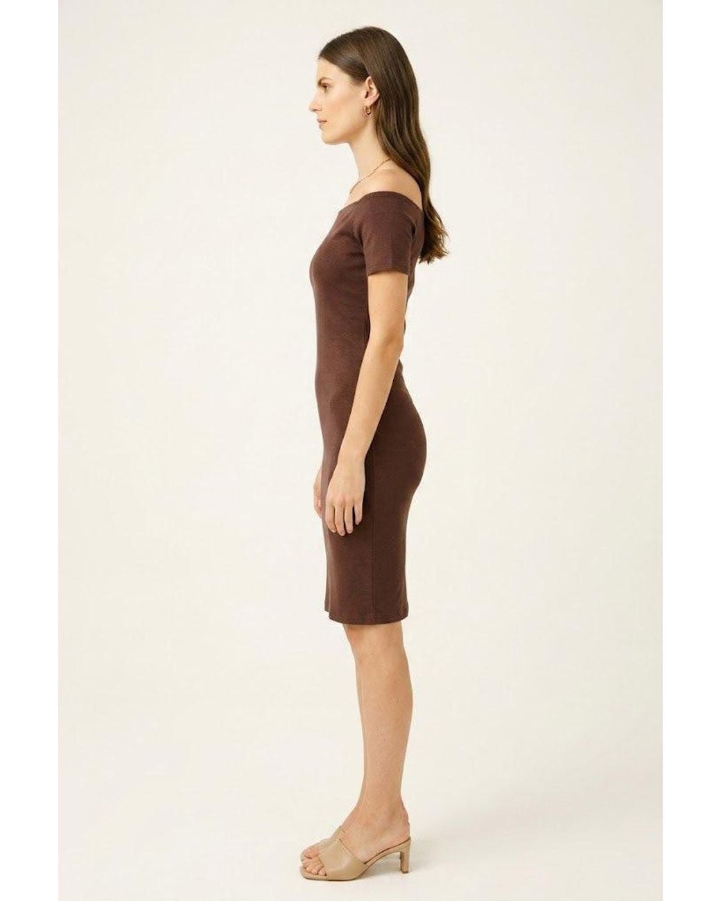Conquista Purple Chocolate Off-Shoulder Bodycon Dress