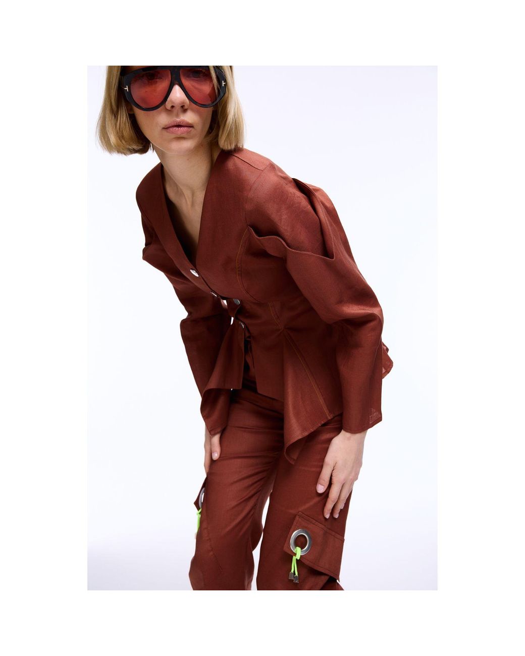 Mirimalist Red Lia Linen Jacket