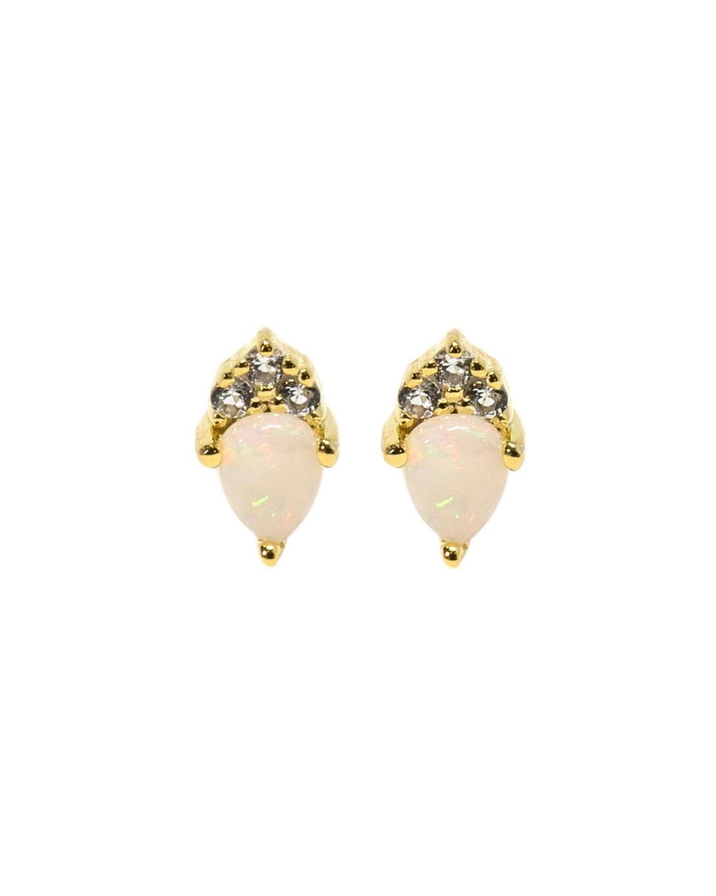 NASI SILVER Metallic Pear Atarah Studs- Opal & Topaz