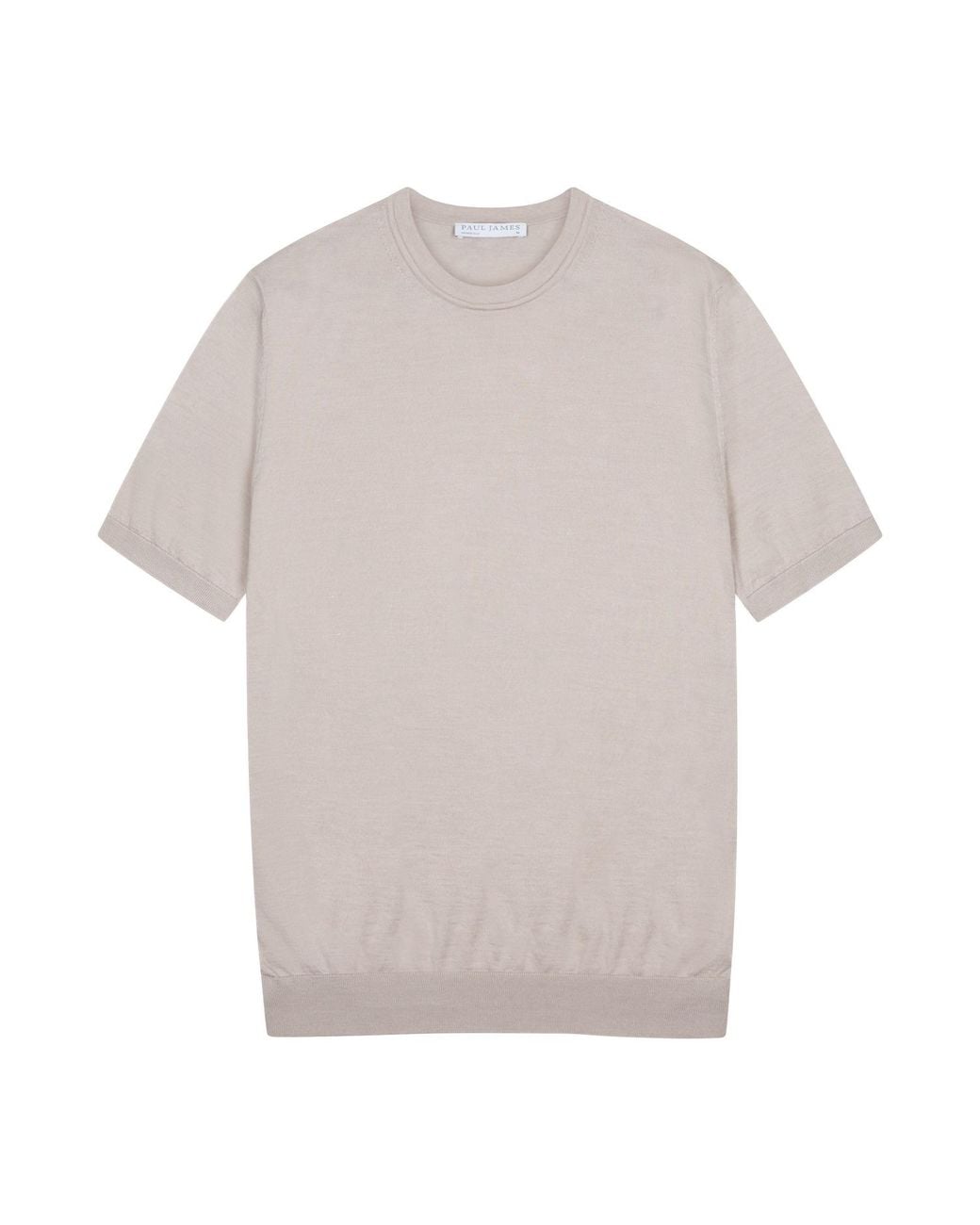 Paul James Knitwear Gray Neutrals Superfine Merino Silk Bellini Short Sleeve Jumper for men