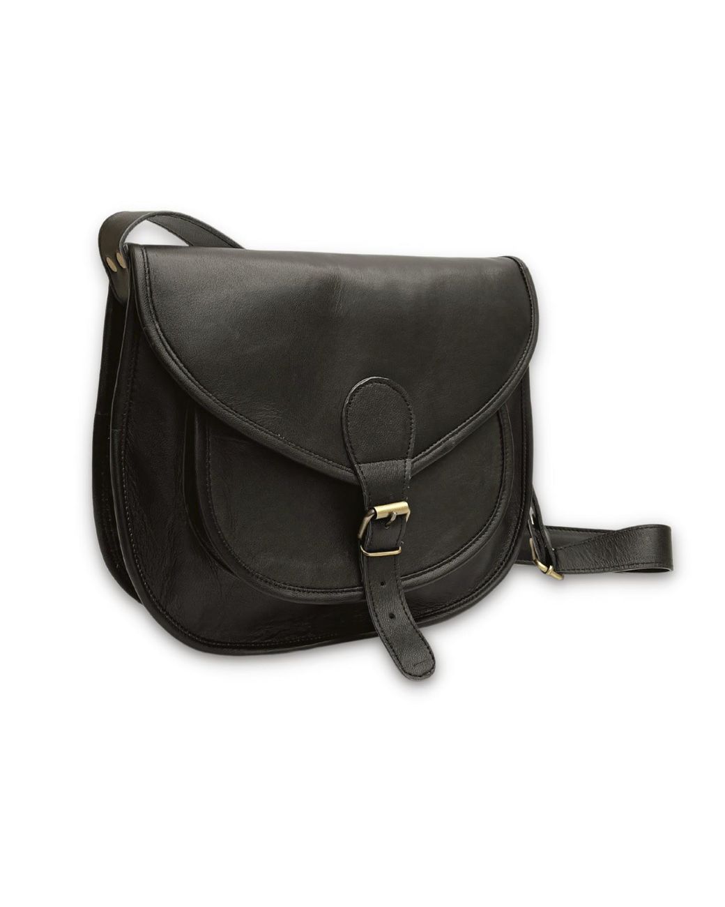 VIDA VIDA Black Leather Saddle Bag-Large
