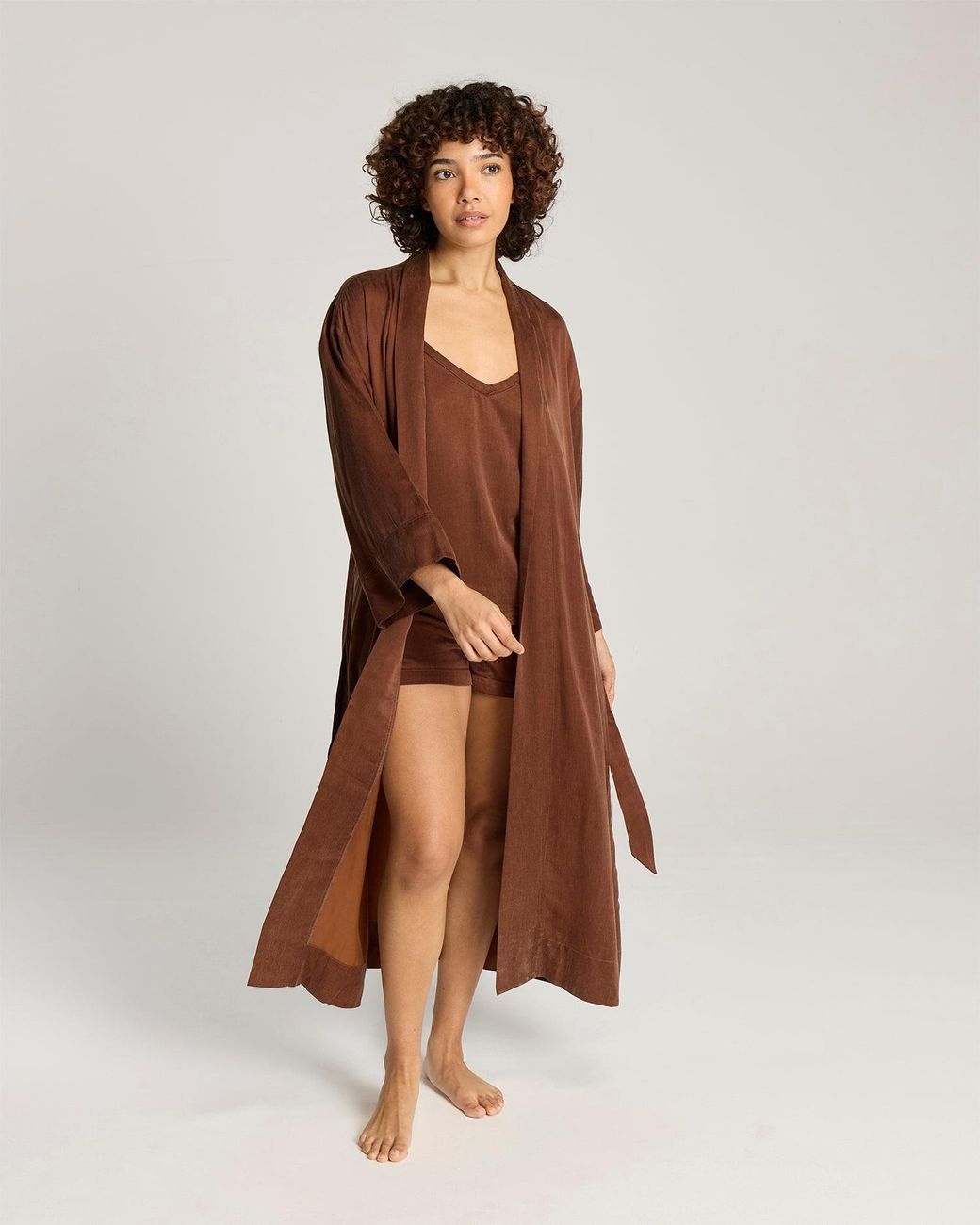 Nudea Brown Eco-Luxe Kimono Robe