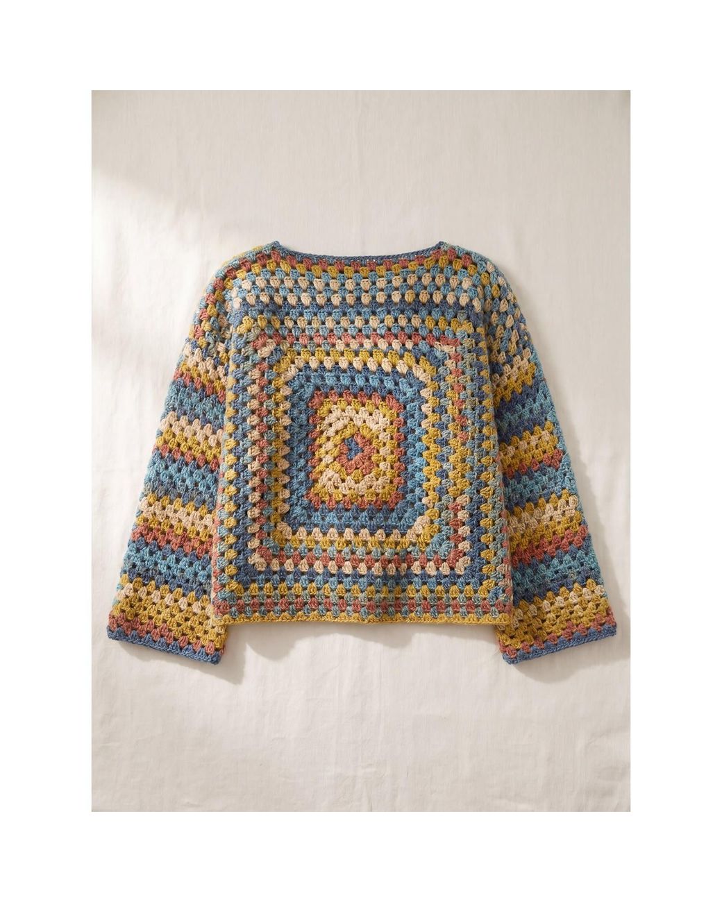 Ana Chic Multicolor Striped Granny Square Handmade Crochet Jumper