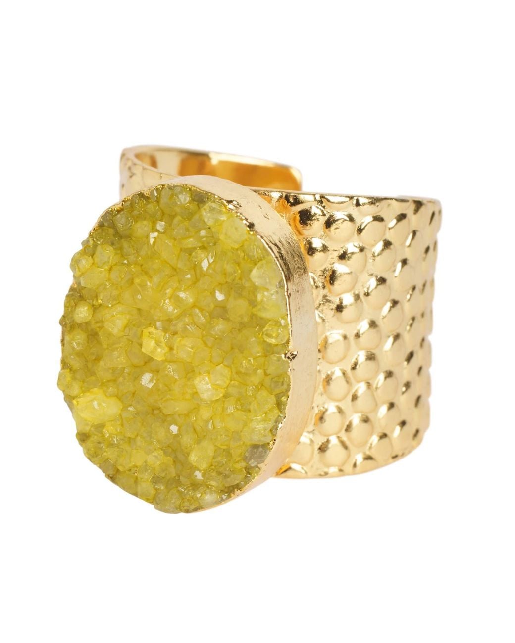 YAA YAA LONDON Metallic Agate Crystal Statement Cocktail Ring