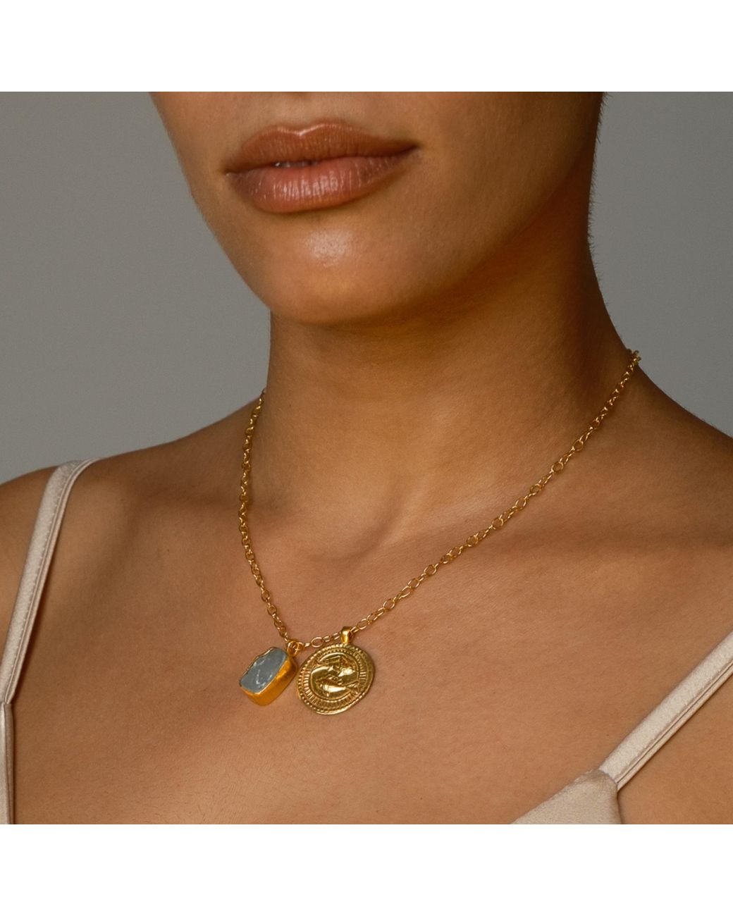 Goddess Charms Blue Elemental Crystal Necklace