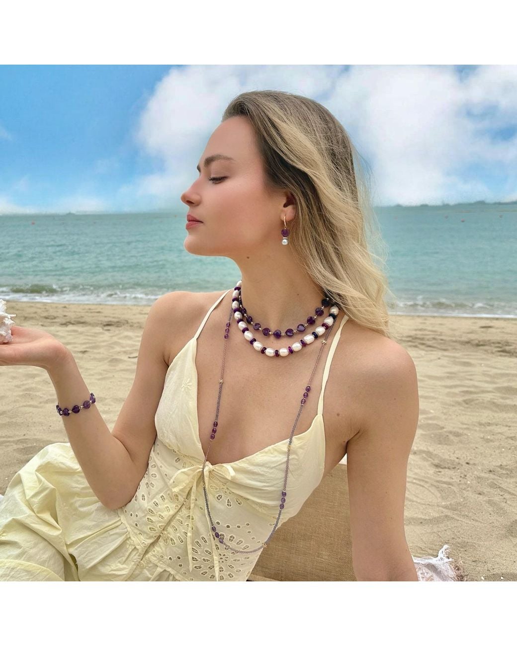 Farra Multicolor Natural Cultured Freshwater Pearls With Gemstone Necklace