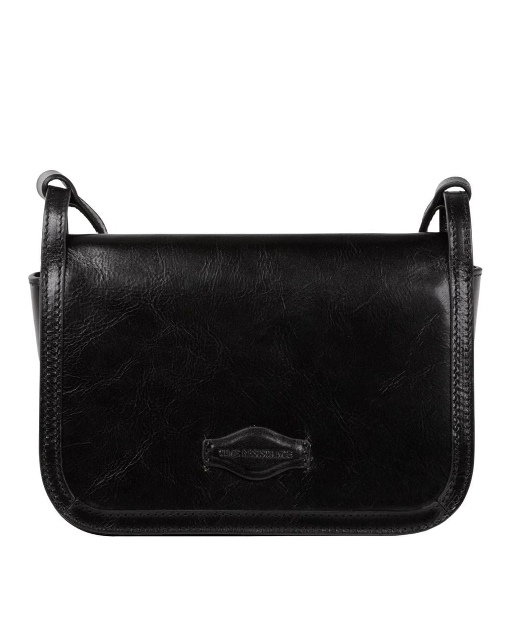 Time Resistance Black Leather Crossbody Bag For