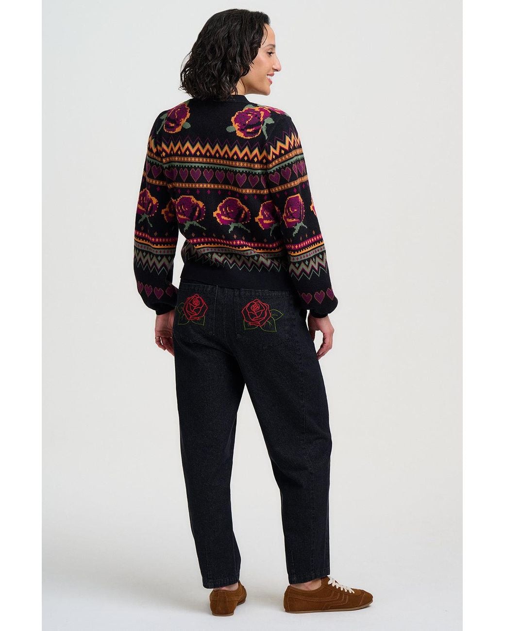 Sugarhill Red Adrian Cardigan Roses