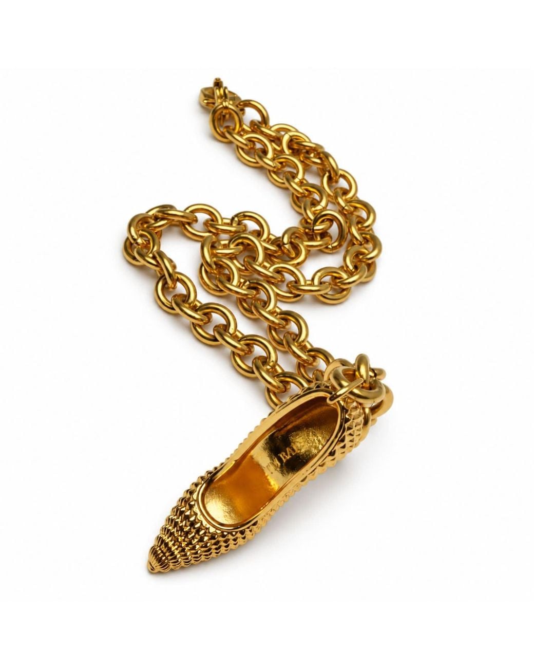 Jagged Halo Jewelry Metallic I'M Bad Stiletto Heel Chunky Chain Necklace Stainless Steel Plated